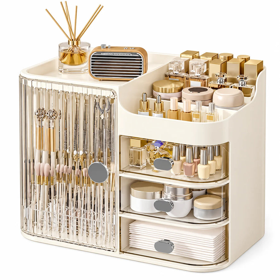 Three-Drawer Makeup Organizer with Mirror