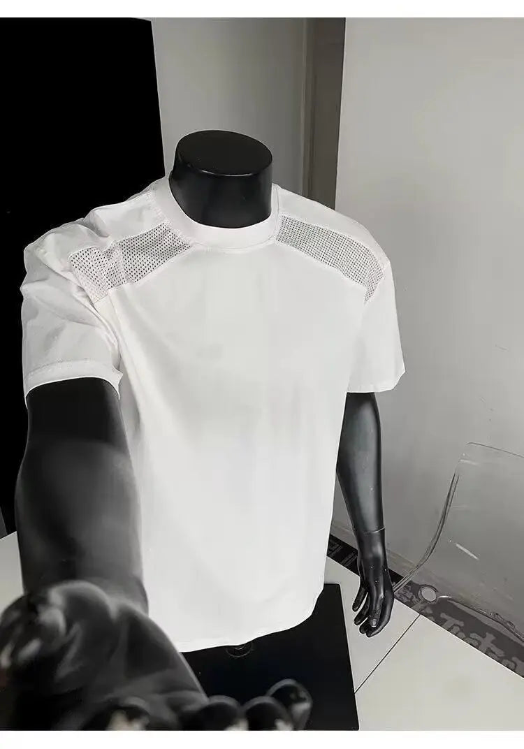 American style cleanfit shoulder cut deconstruction short sleeved T-shirt men and women's trendy boxy cool ins fashionable and h