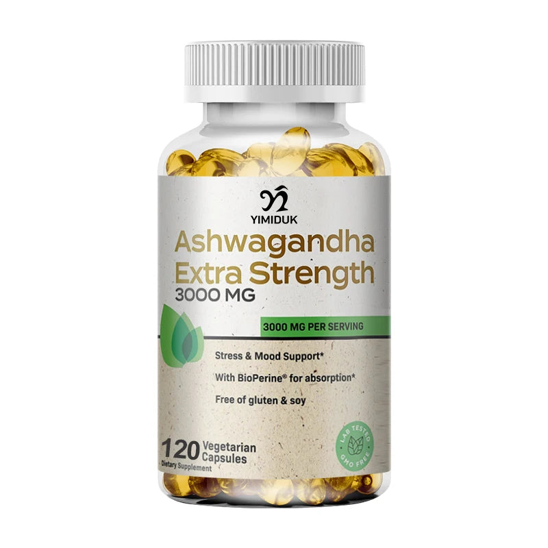Organic Ashwagandha Root Extract Capsule, Ashwagandha Supplement Help Stress, Focus, Brain, Energy Support Sleep Health