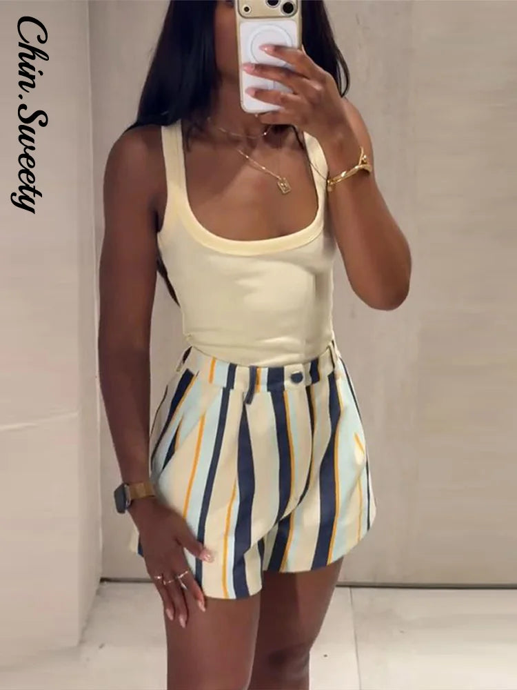 Relaxed Striped Pocket Shorts