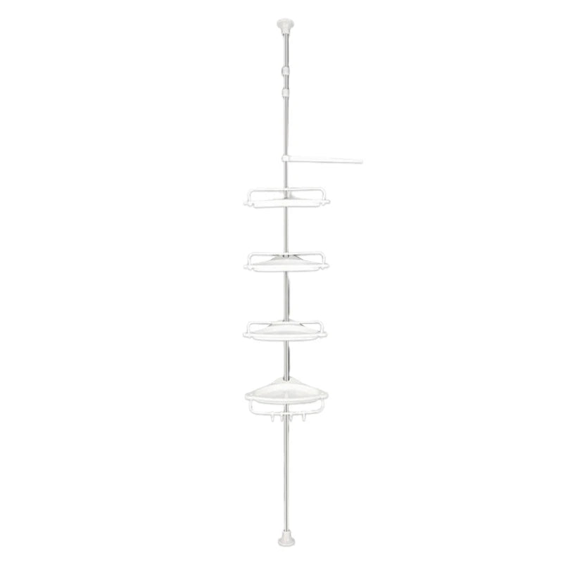 Adjustable Telescopic Shower Rack Stainless Steel Floor-to-Ceiling Bathroom Storage Rack, Rustproof & Space-Saving Organizer
