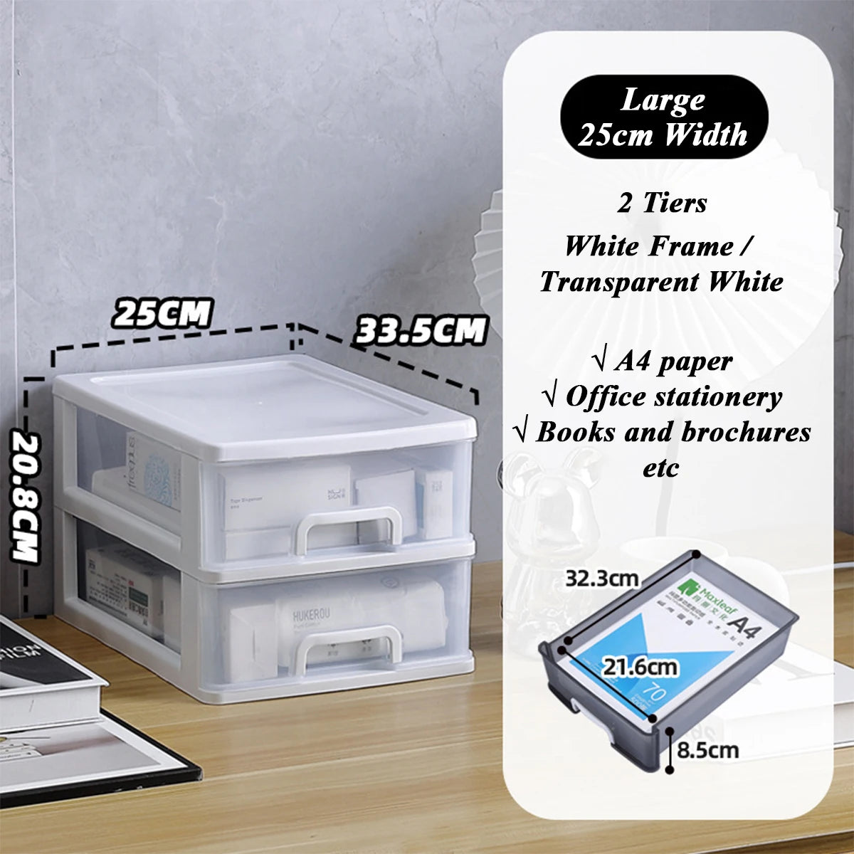 Clear Desktop Storage Box with Drawer Heightened Table Organizer Plastic Office storage cabinet for Stationery cosmetics
