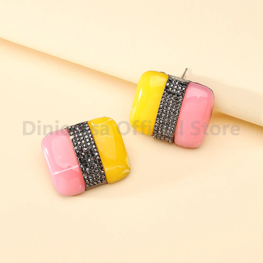 Color-Block Resin Stud Earrings — view 5