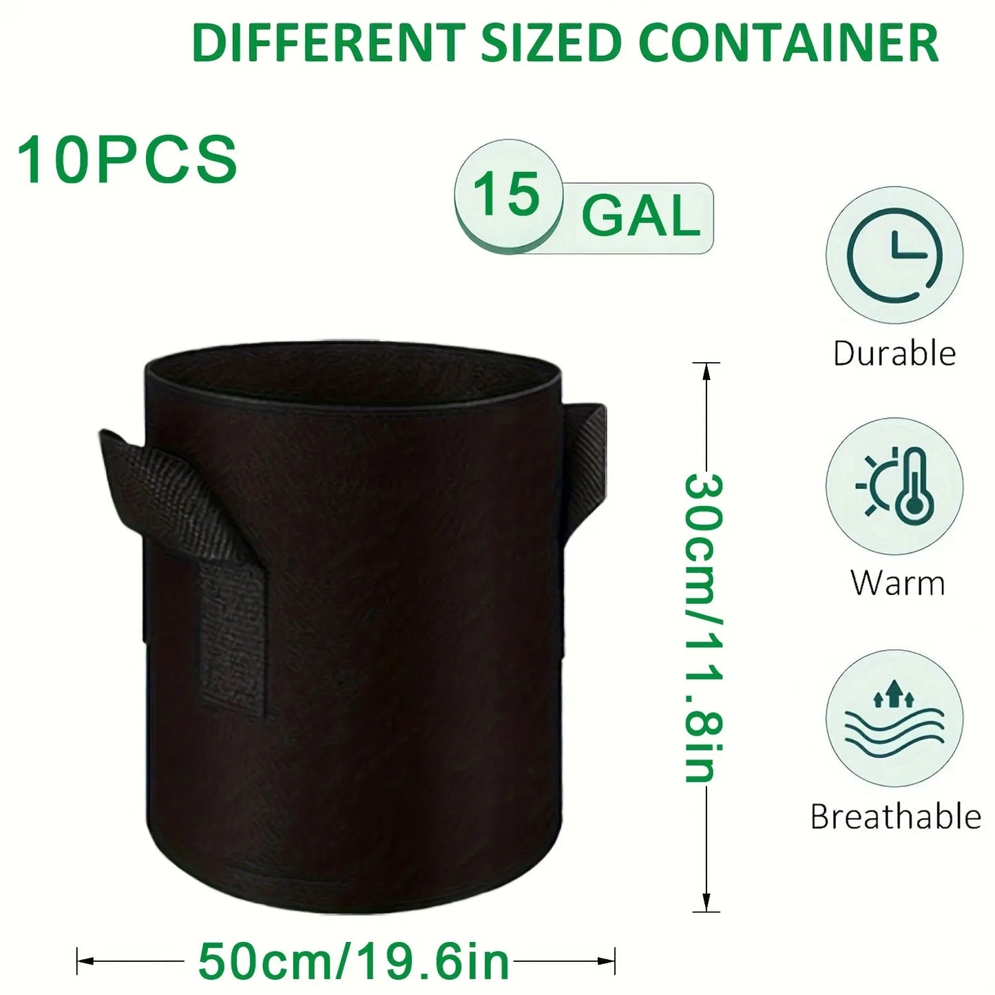 SPONDWILD 10 Pcs set Thickened Potato Planting Bag 3/5/7/10/15 Gallon Garden Non-Woven Fabric Gardening Pot Vegetable Flowerpot