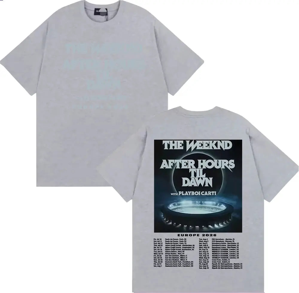 The Weeknd After Hours until Dawn Printed men's fashion Hip-hop short-sleeved T-shirt Retro Casual short-sleeved T-shirt