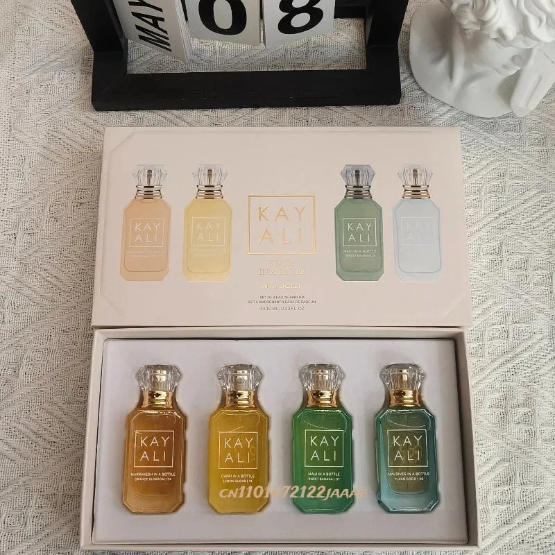 KAYALI Unisex Eau De Parfum Set 4x10ml Long Lasting Floral Fruity Musk Vanilla Royale Mini Travel Perfume Collection