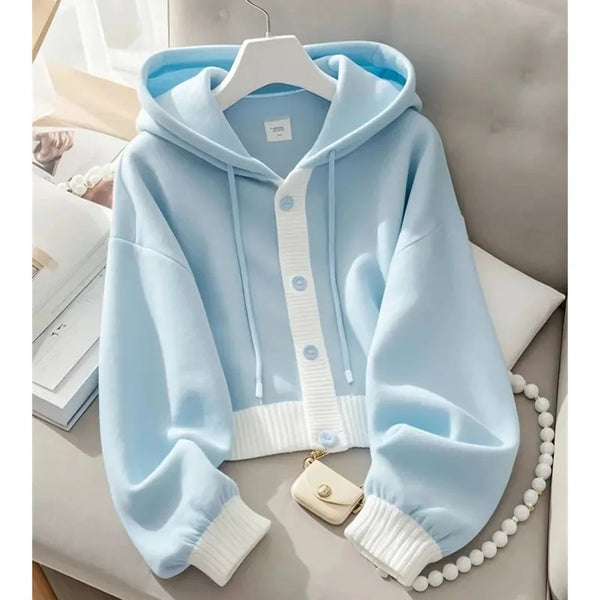 Patchwork Hooded Cardigan