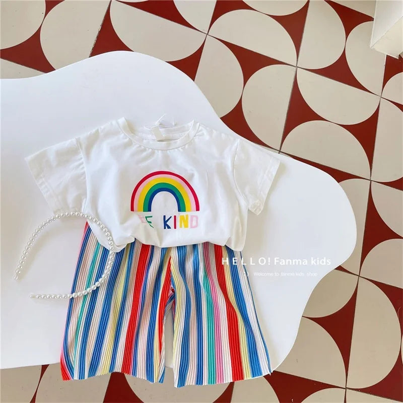 Girls' T-Shirt & Striped Pants Set — view 7