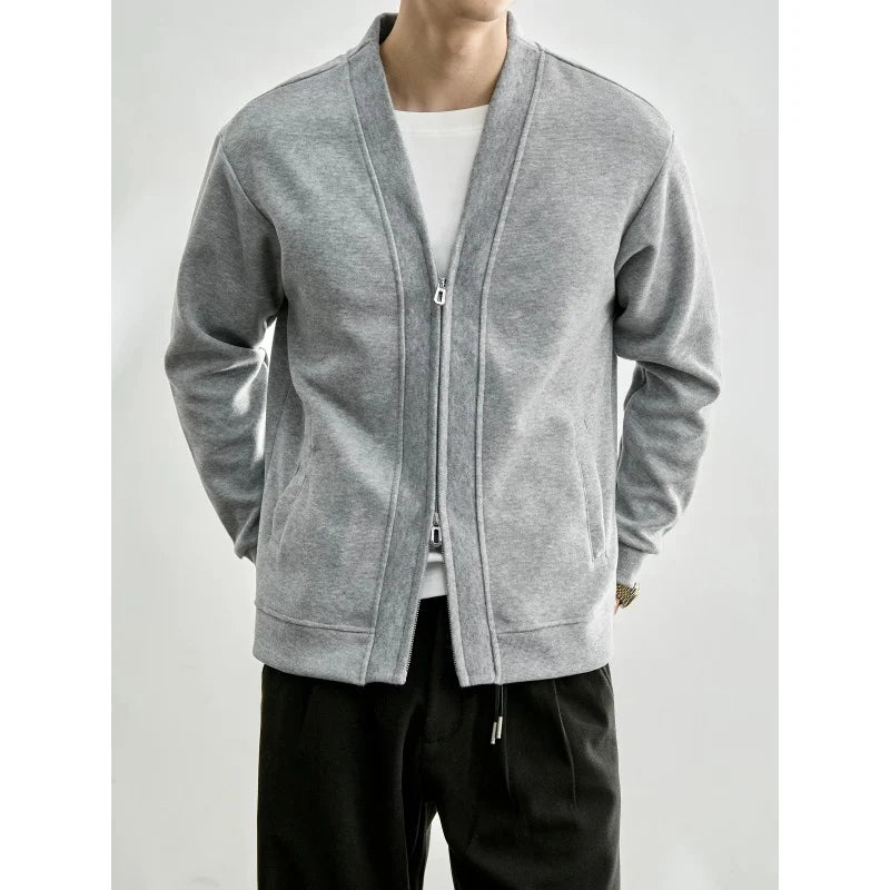 Men's Layered-Look Double-Zip Knit Cardigan — product image