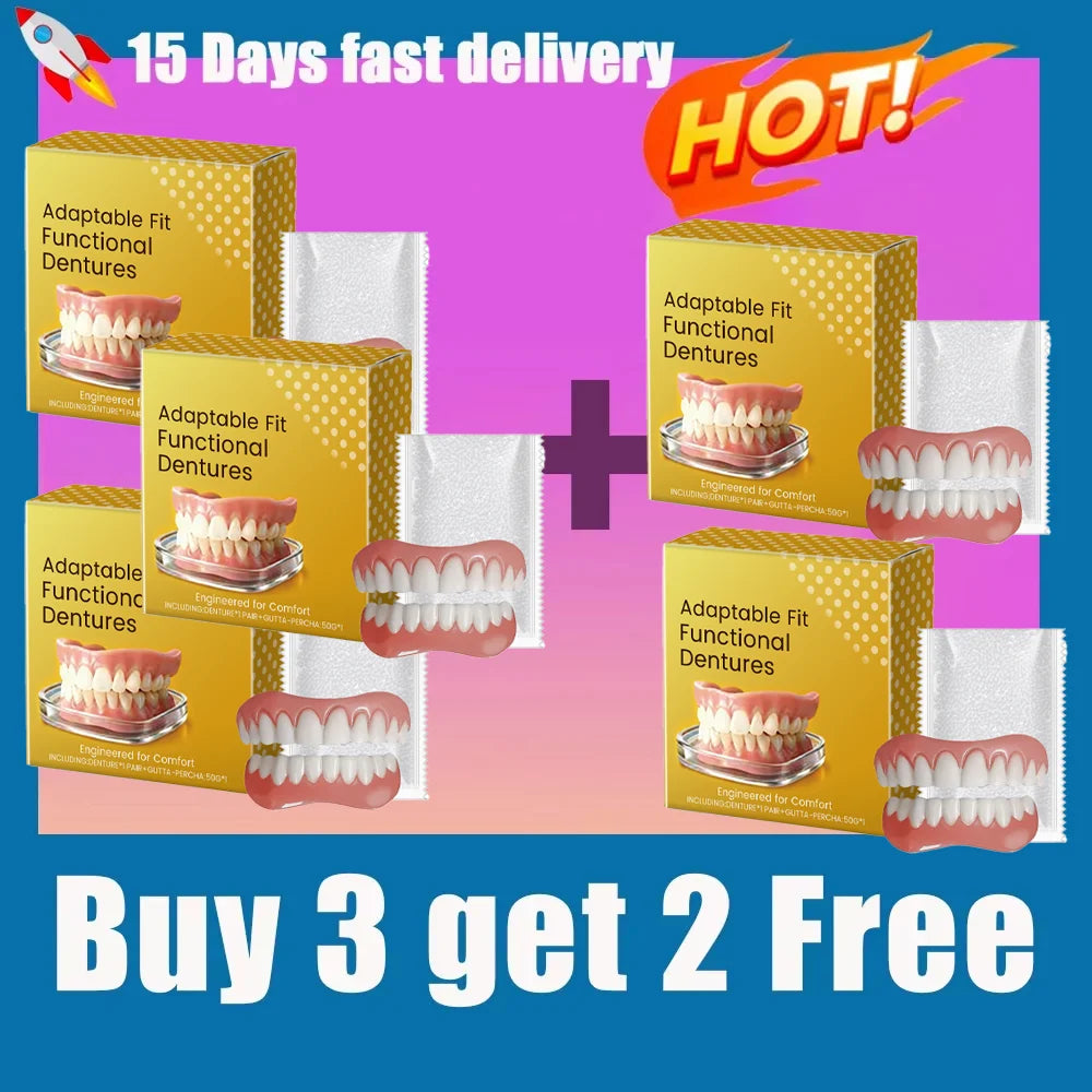 Dentures Full Set Natural Upper Lower Braces Silicone Denture Set for Men Women Instant Confident Fake Tooth Oral Hygiene Care