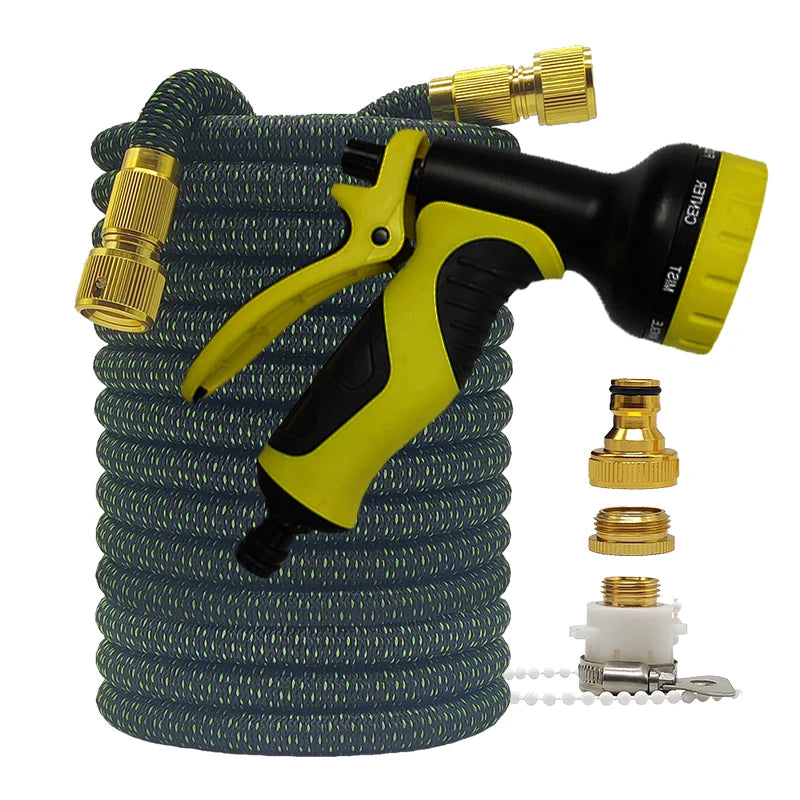 High Pressure Garden Water Hose Expandable Magic Flexible 2.5-30 Meters Sesame Granules Pipe Garden Farm Irrigation Car Wash Gun