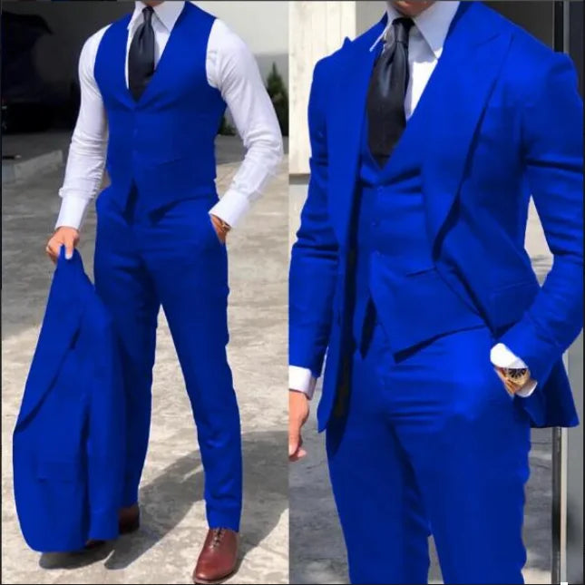 Classy Wedding Tuxedos Suits Slim Fit Bridegroom For Men 3 Pieces Groomsmen Suit Male Cheap Formal Business (Jacket+Vest+Pants
