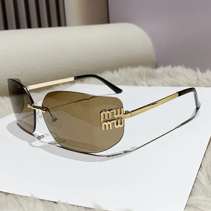 Riveted Rimless Rectangle Sunglasses — view 1