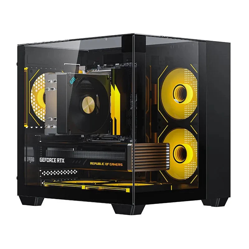 Yeah Magic CUBE MATX PC Case 270° Panoramic View Ultra-Clear Triple-Glass Showcase Design Supports up to 5 Fans オフィス&ゲーミング PCケース