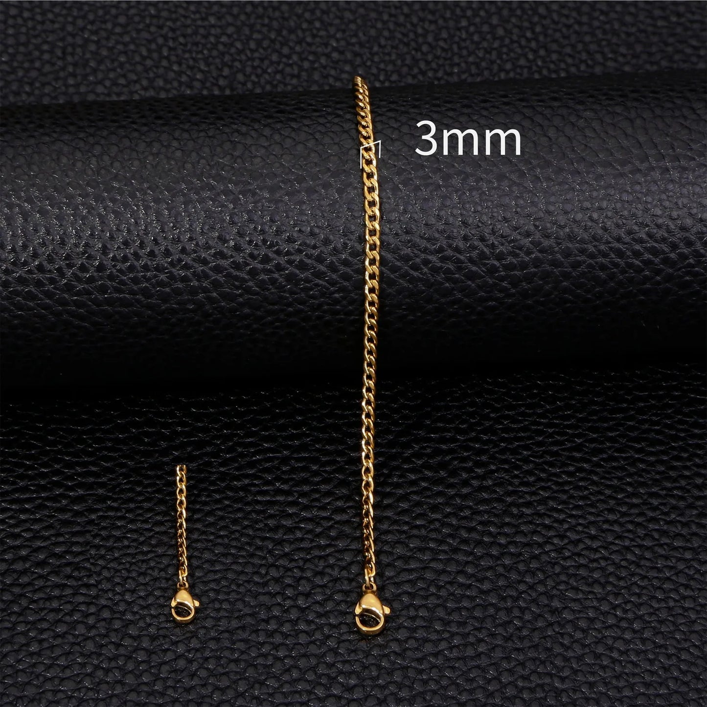 3mm Stainless Steel Cuban Chain Bracelet Men Gold Color Titanium Steel Bracelet Fashion Jewelry Trendy Bracelet For Women