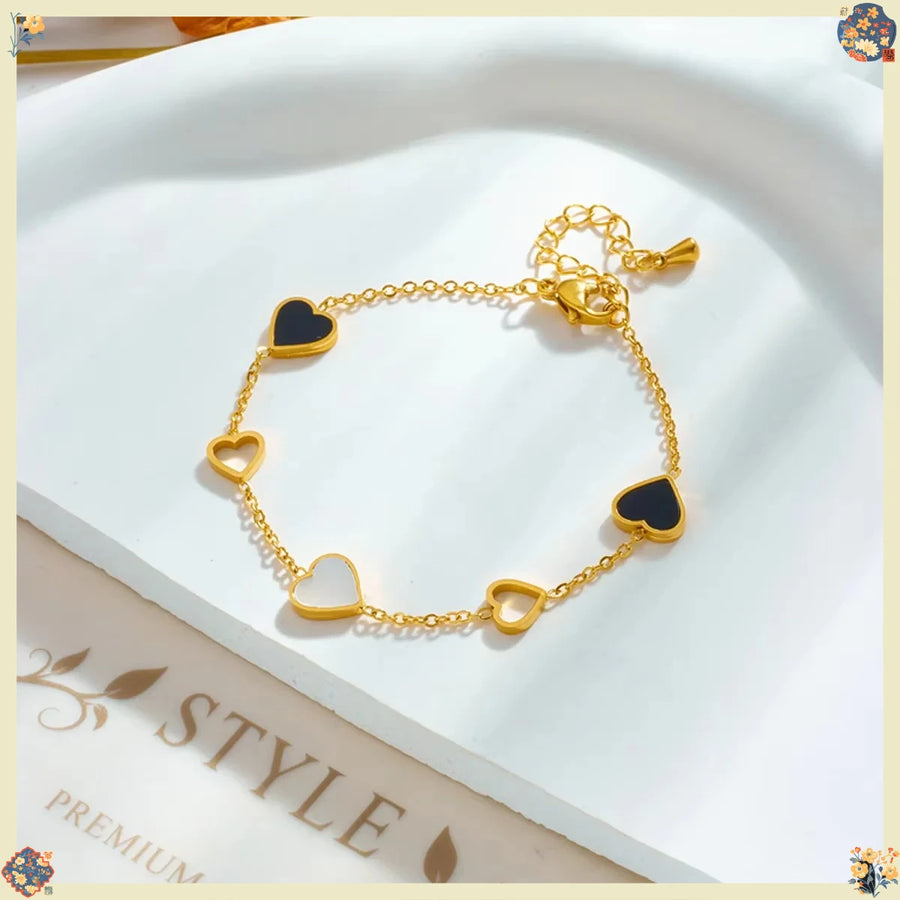 Black & White Enamel Heart Bracelet — product image