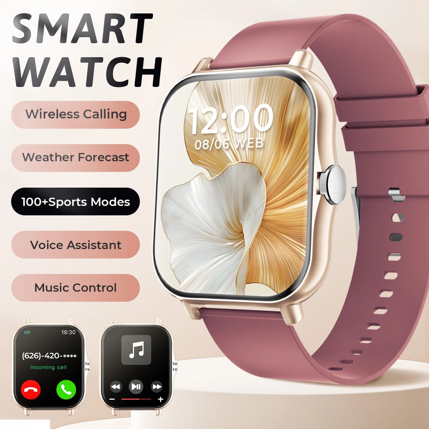 2026 New Smartwatch Bluetooth Call Fitness Tracker Heart Rate Sleep Record Outdoor Sport Watch for Android/IOS Men Women Gift