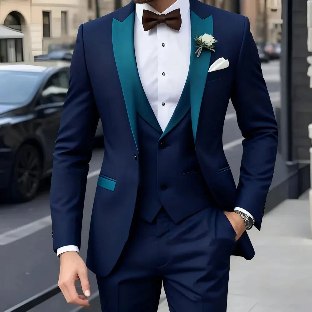 New Business Casual MC Wedding Groom Best Man Dress Jacquard Men's Suit Three-piece Set Wedding Suits for Men Mens Suits Suit