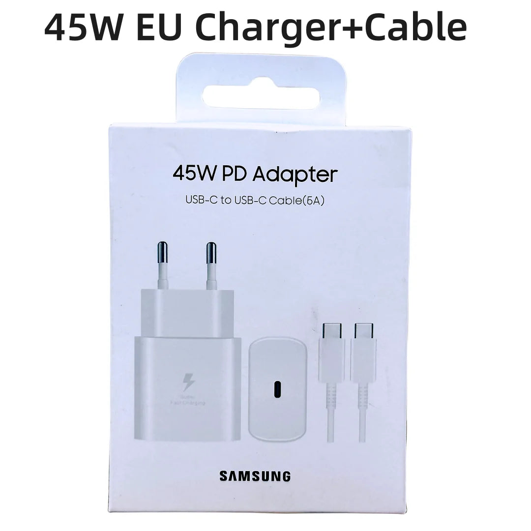 Original Samsung 45W Charger Type C EU Super Fast Charge Adapter For Galaxy Z Flip Fold 5 4 3 2 S24 S23 S22 Note20 Ultra Plus