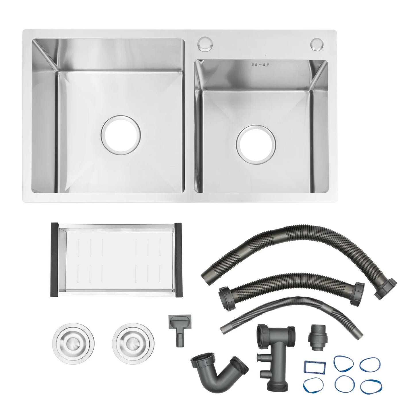 Stainless Steel Double Sink Wash Dishes With Drainer Deep Hidden Sink Bathroom Kitchen Accessories Household Items