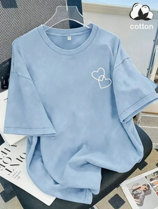 Distressed Double-Heart Graphic T-Shirt