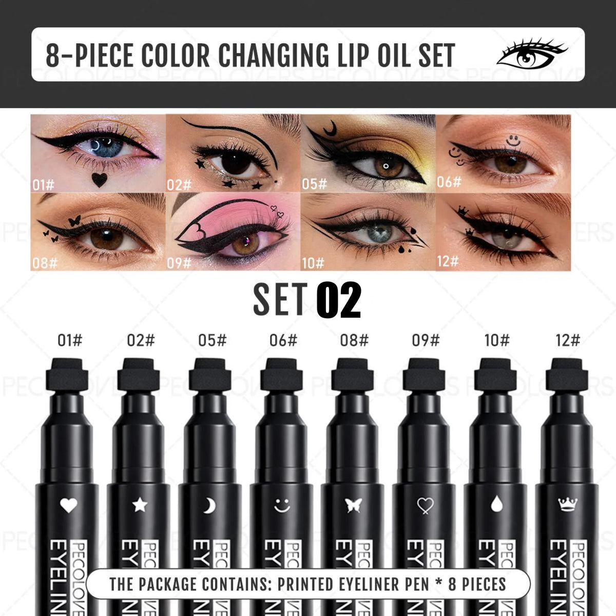 Decorative Stamp Eyeliner Pen — 8 Pieces — view 9