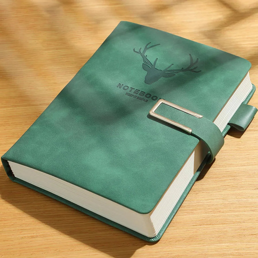 200pages A5 Leather Notebook with Leather Notebook Cover, Personalized Soft Cover and Bookmark, Perfect for Business, Meeting