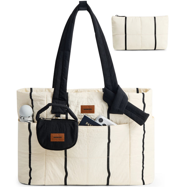 Showkoo Quilted Puffer Tote with Pouch — view 1