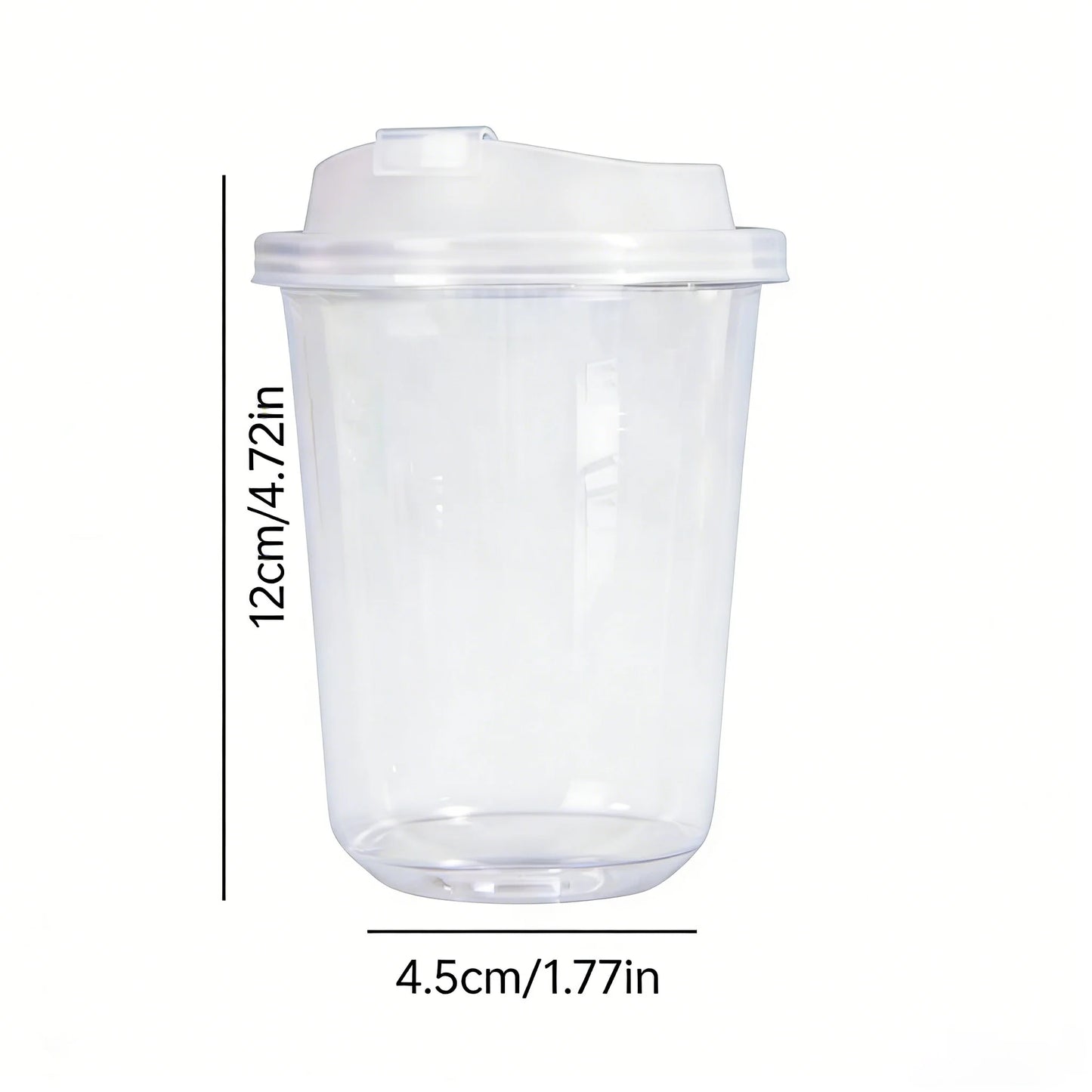 20pcs Disposable Plastic Coffee Cups with Lids, Warm Sticker Design for Coffee/Milk Tea, 12cm/4.72in