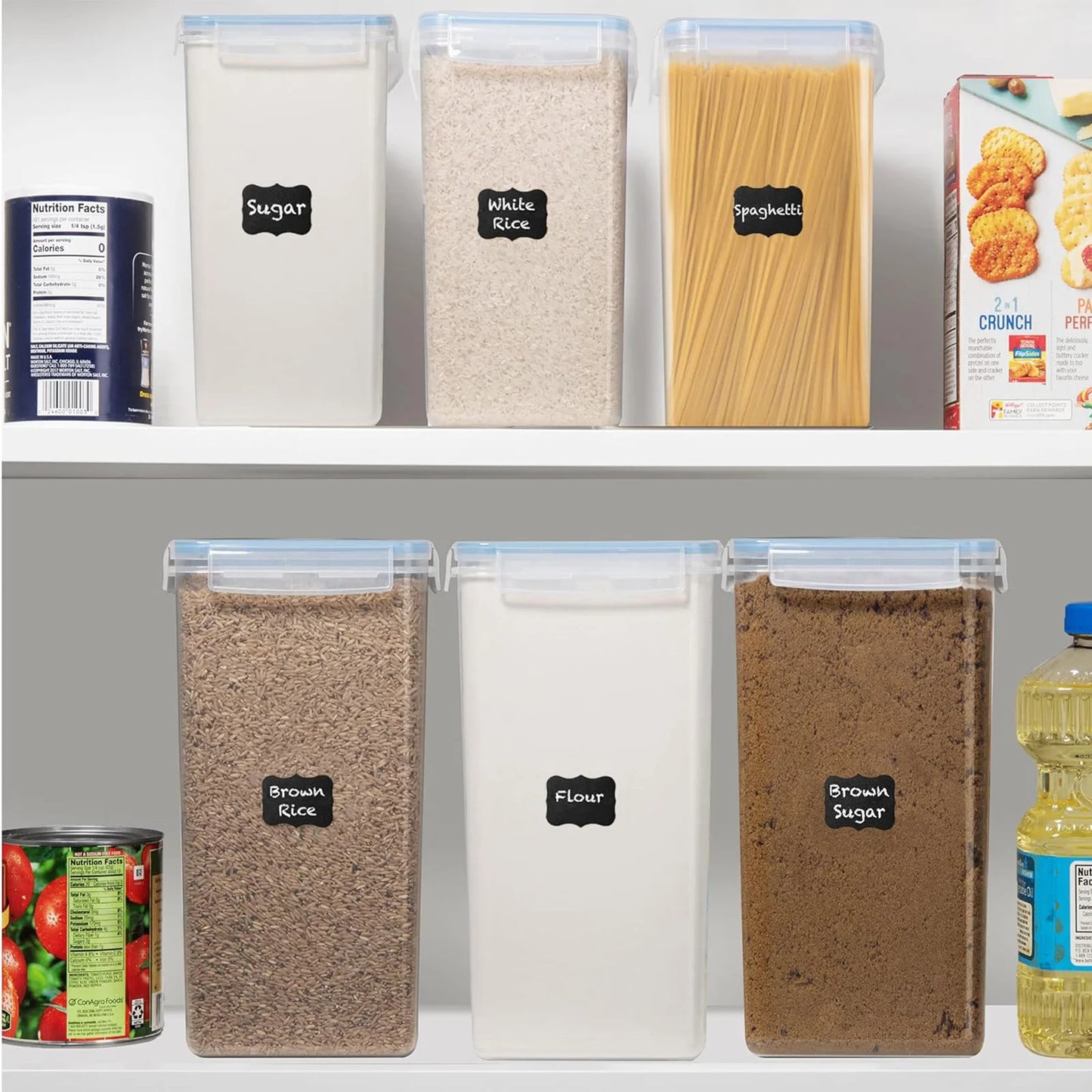 2Pcs Large Airtight Food Storage Containers Pantry 8.7L For Cereal Flour Sugar Pantry Organization