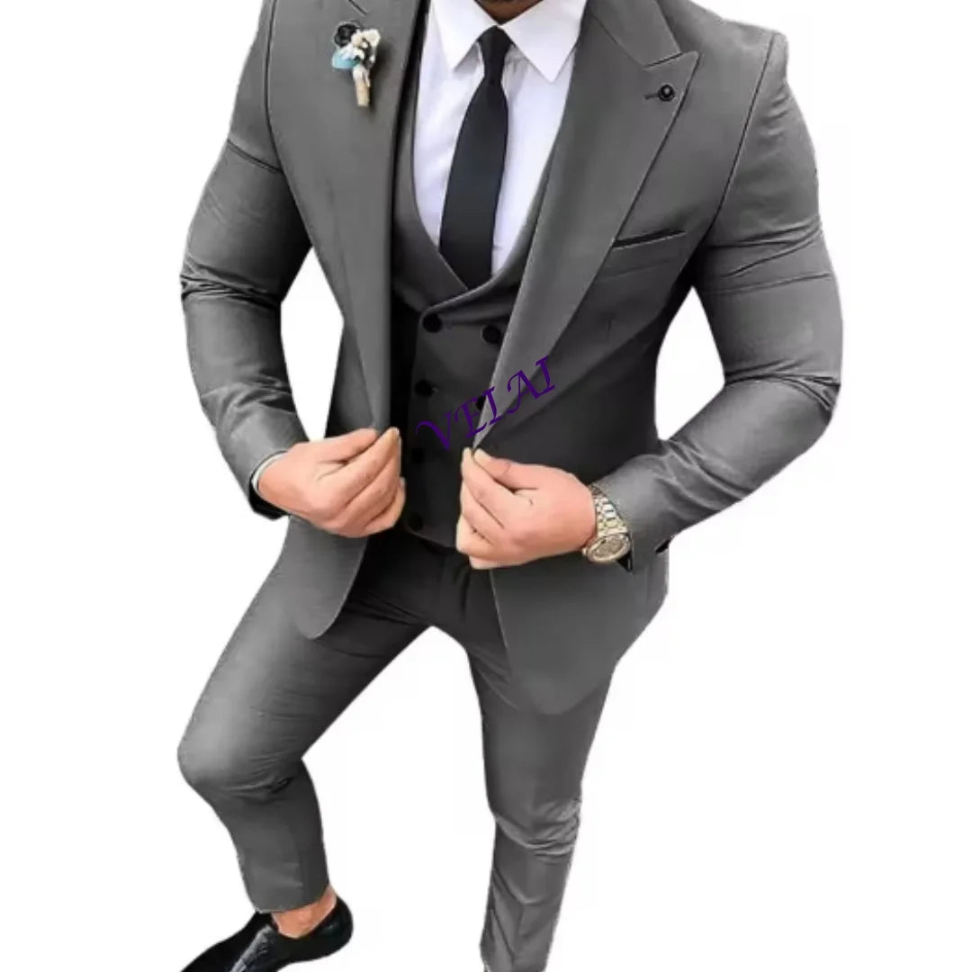 Men's Olive Green Three-Piece Suit — view 6
