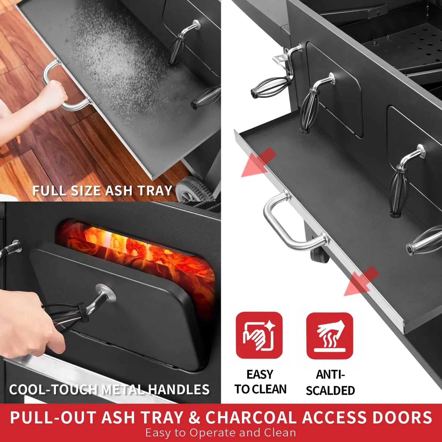 Extra Large Charcoal Grill 794sq.in Adjustable Dual Tray Foldable Side Tables Outdoor Backyard BBQ, Custom