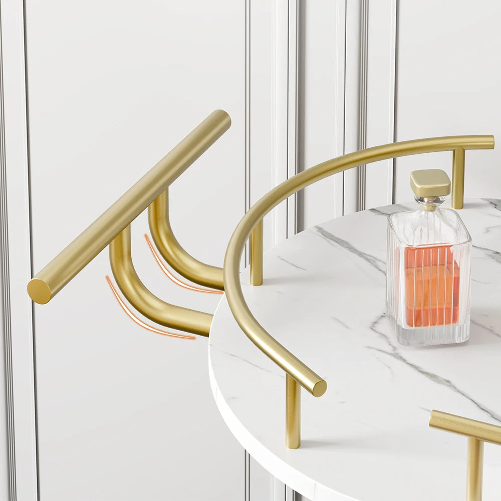 Gold Bar Carts with 4-Tiers Storage Shelves Mobile Bar Seving Carts On Wheels with Wine Rack and Glass Holder for Kitchen