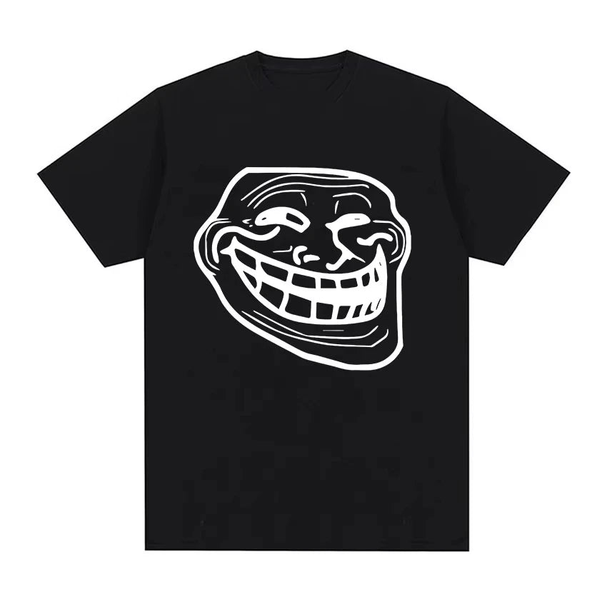 Short Sleeve Cotton T-shirts for Men and Women Funny Memes Retro Fashion Troll Face Angry Men Harajuku Streetwear