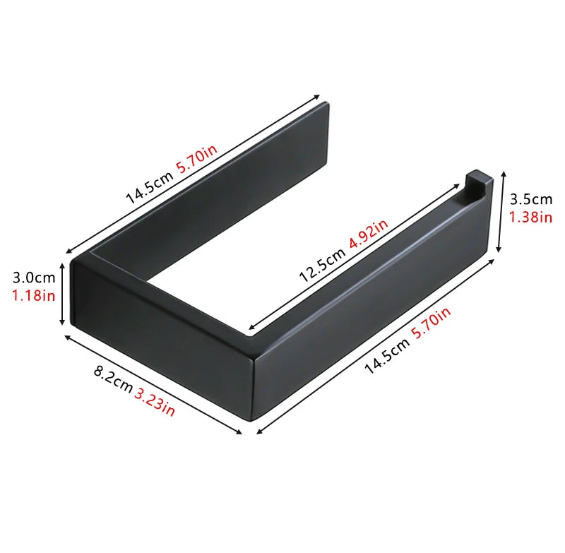 Self Adhesive Toilet Paper Holder Black Matt Stainless Steel Square Tissue Holder For Bathroom Storage Wc Accessories No Drill