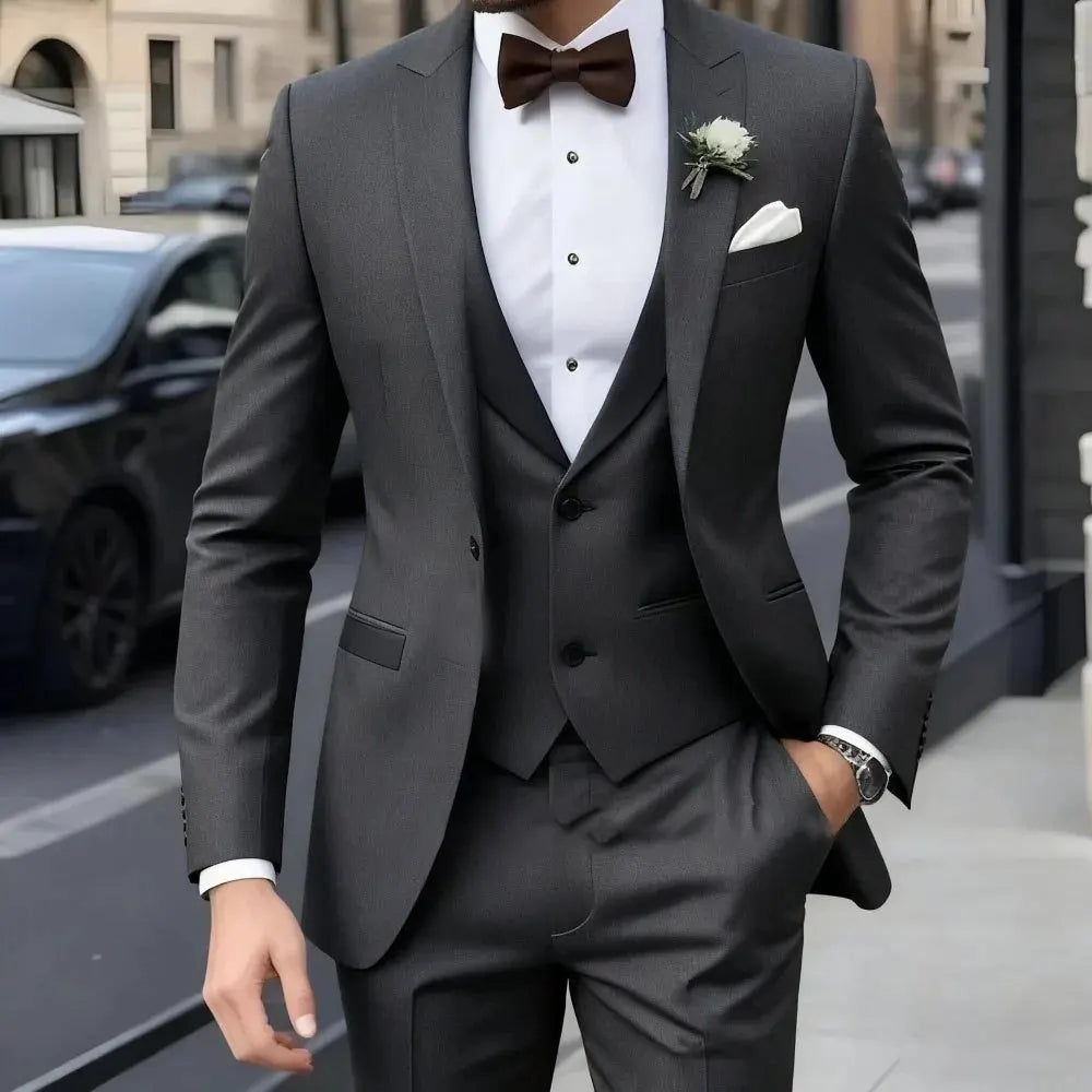 New Business Casual MC Wedding Groom Best Man Dress Jacquard Men's Suit Three-piece Set Wedding Suits for Men Mens Suits Suit