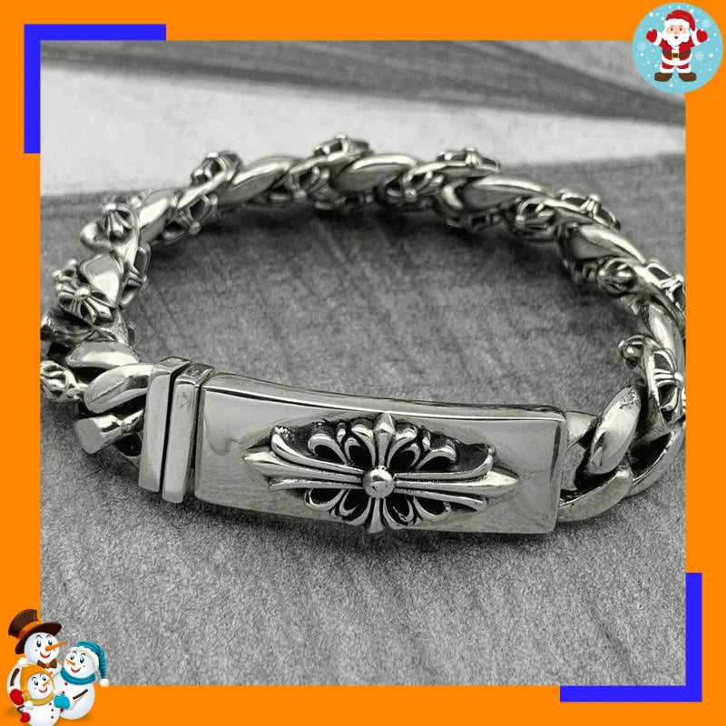 Chunky Cross Cuban-Link Bracelet