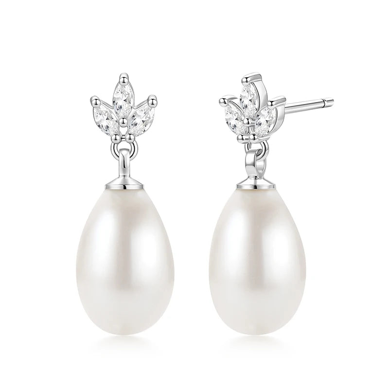 Oxtao Leaf & Pearl-Detail Drop Earrings — view 9