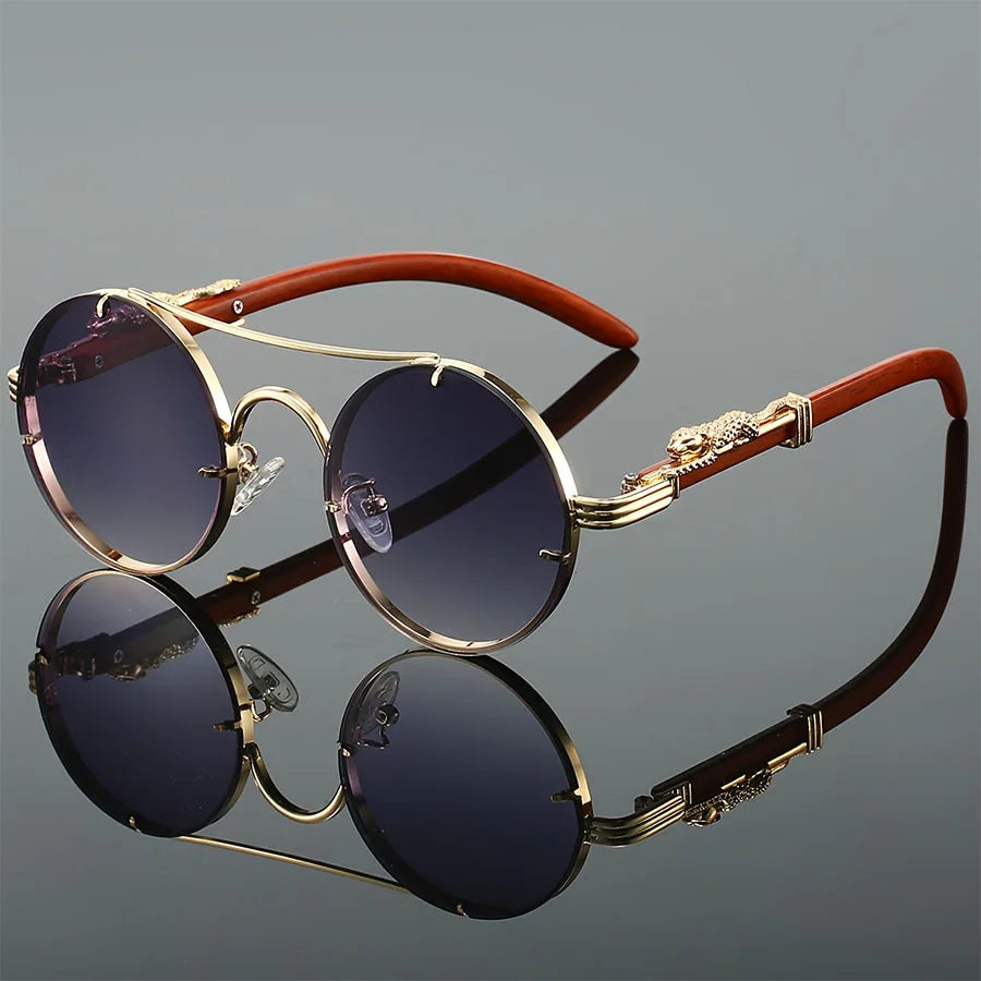Vintage Round Double-Bridge Sunglasses — view 10