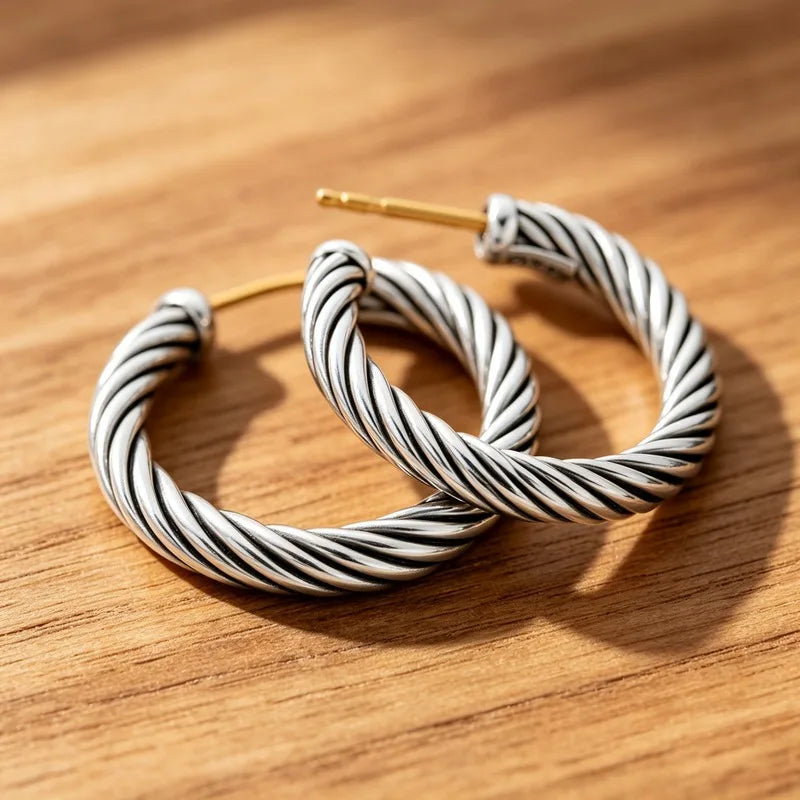 Twisted Cable Hoop Earrings