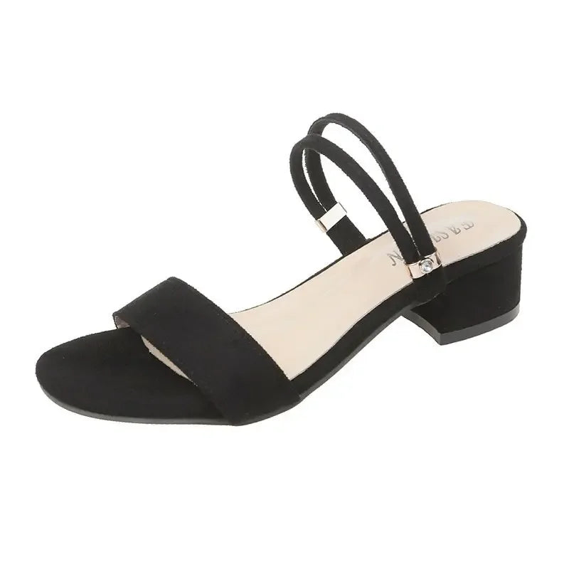 New Women Sandals Chunky Heels Slides Summer Sandal Elegant Shoes Women Slipper Big Size 34-42 Fashion Summer Sandal Women