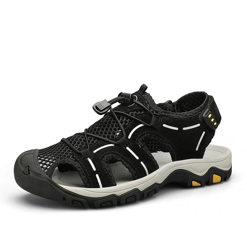 Genuine Leather Men's Sandals Summer Classic Outdoor Lightweight Walking Sneakers Hiking Men's Sandals Casual Beach Wading Shoes