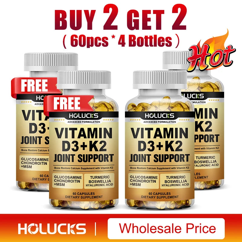 Advanced Joint Support Supplement, with Vitamin D3 K2, for Heart & Bone Health, Mood & Immune Support