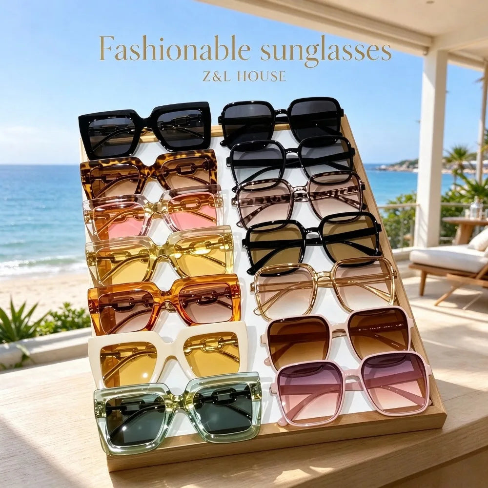 Oversized Square Gradient Fashion Glasses