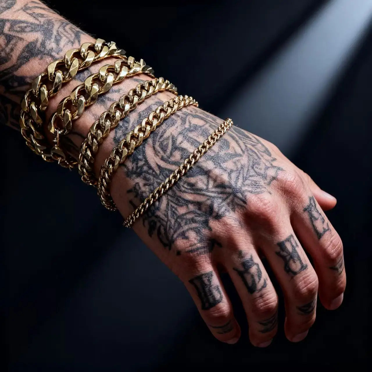 HNSP 3MM-15MM Thick 316L Stainless Steel Cuban Chain Bracelet For Men Hand Jewelry Punk Street Style Accessory PVD Electroplat