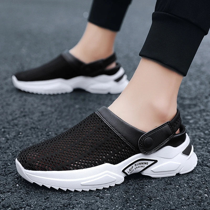 2025 Summer Flip Flops Large Size Men's Half-Slippers Men's Sandals Student Bag-Toe Sandals Beach Shoes Casual Breathable