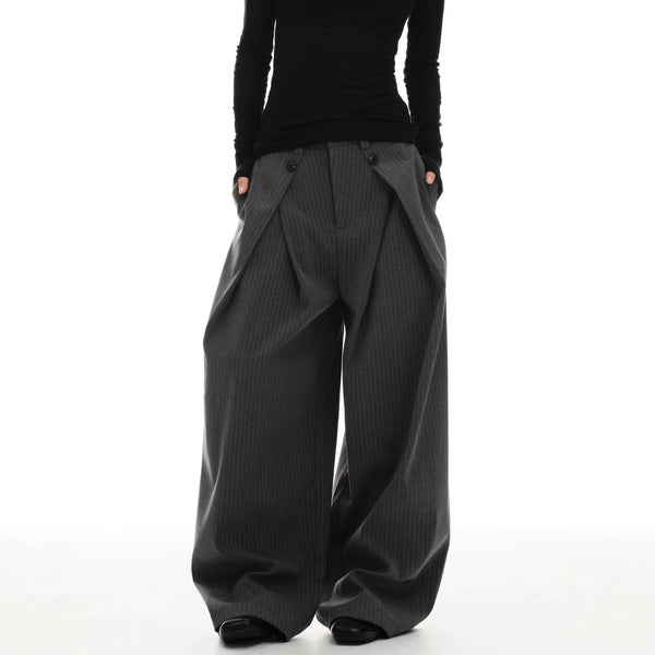 Pinstripe Wide-Leg Suit Trousers