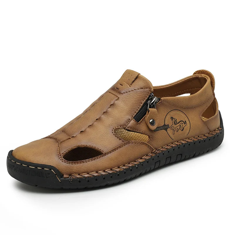 New Summer Breathable Men Sandals Fashion Roman Sandals Handmade Leather Men Casual Shoes Platform Outdoor Men's Beach Sandals