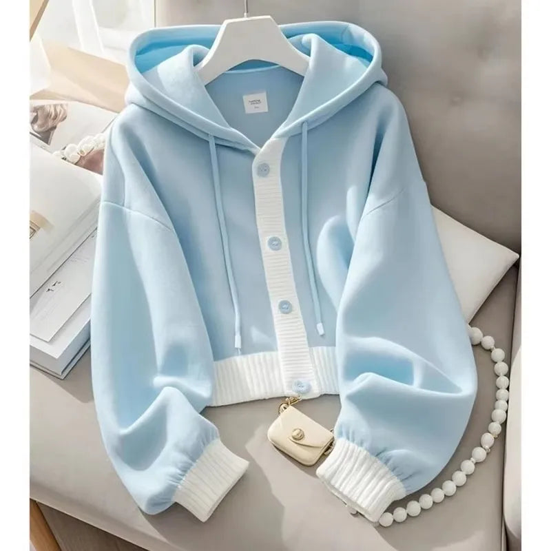 Patchwork Hooded Cardigan