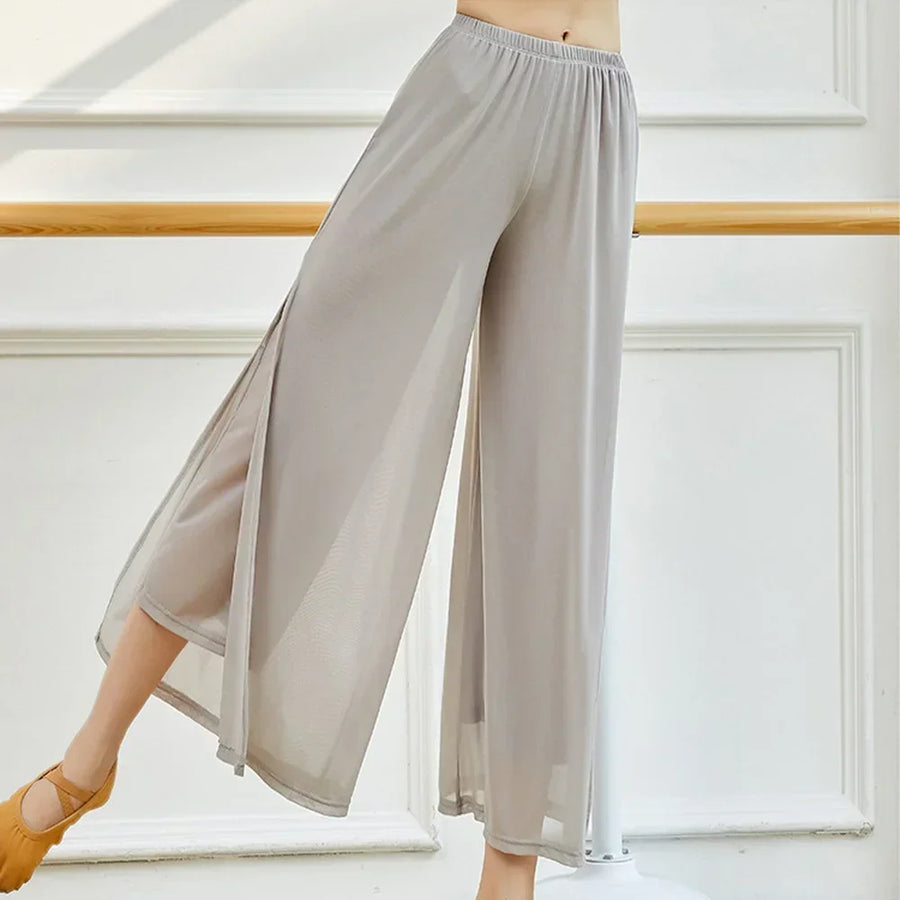Mesh Wide-Leg Dance Pants